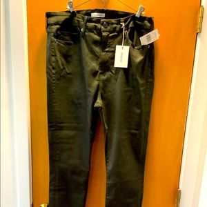 Good American Good Waist Coated Waxed jeans olive sz 16